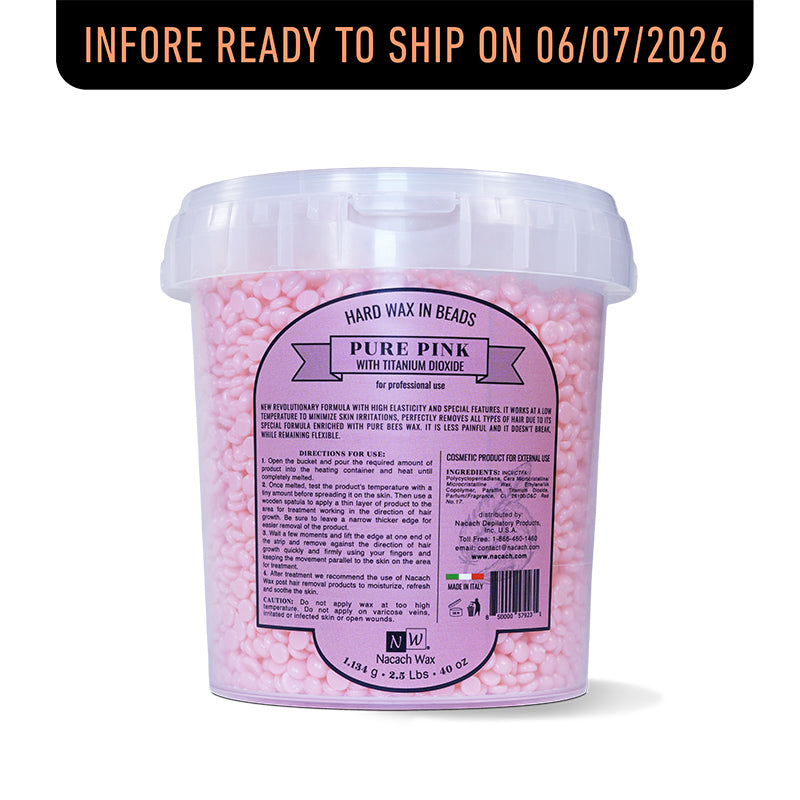 Pure Pink Hypoallergenic w/ Titanium Dioxide Hard Wax 2.5 lbs. / 40 oz. / 1134 g. / Infore Ready to Ship On 06/07/2026